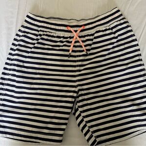 Boys Navy & White Striped Swimsuit
